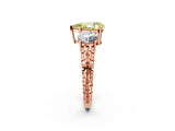 Rose gold Three-Stone Fancy Yellow Pear Cut Cut Diamond Ring with Channel-Set Band and Prong Setting_2