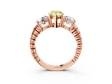 Rose gold Three-Stone Fancy Yellow Pear Cut Cut Diamond Ring with Channel-Set Band and Prong Setting_3