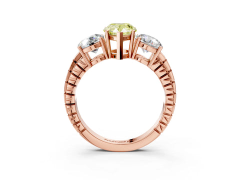 Rose gold Three-Stone Fancy Yellow Pear Cut Cut Diamond Ring with Channel-Set Band and Prong Setting_3