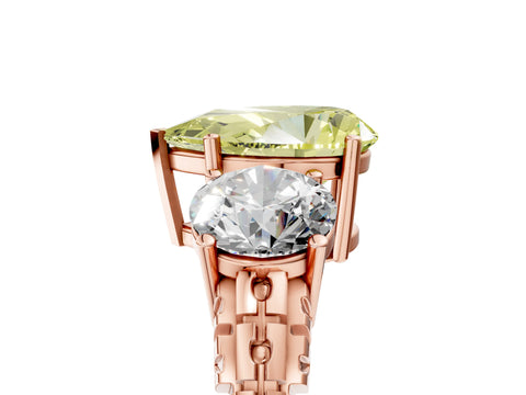 Rose gold Three-Stone Fancy Yellow Pear Cut Cut Diamond Ring with Channel-Set Band and Prong Setting_5