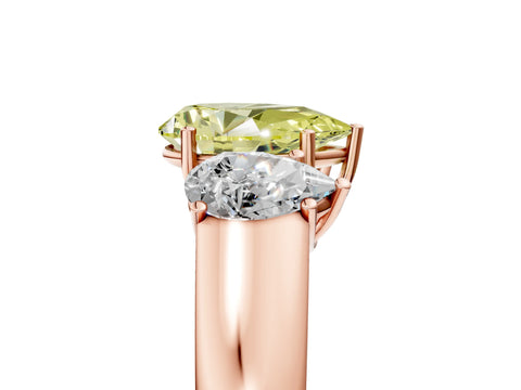Rose gold Three-Stone Fancy Yellow Pear Cut Cut Diamond Ring with Prong Setting and Classic Band_5