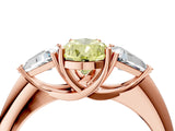 Rose gold Three-Stone Fancy Yellow Pear Cut Cut Diamond Ring with Trillion Side Stones and Four-Prong Setting_7