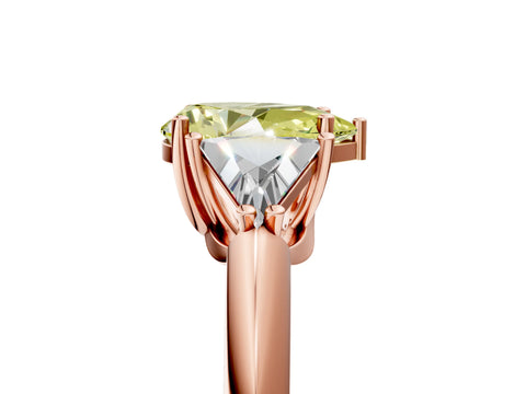 Rose gold Three-Stone Fancy Yellow Pear Cut Cut Diamond Ring with Trillion Side Stones and Four-Prong Setting_8