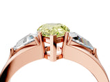 Rose gold Three-Stone Fancy Yellow Pear Cut Cut Diamond Ring with Trillion Side Stones on a Split Shank Band_4