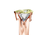 Rose gold Three-Stone Fancy Yellow Pear Cut Cut Diamond Ring with Trillion Side Stones on a Split Shank Band_5