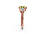 Rose gold Three-Stone Fancy Yellow Pear Cut Cut Milgrain Band Prong Setting Ring_2
