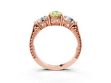 Rose gold Three-Stone Fancy Yellow Pear Cut Cut Milgrain Band Prong Setting Ring_3