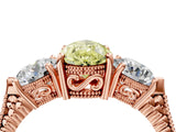 Rose gold Three-Stone Fancy Yellow Pear Cut Cut Milgrain Band Prong Setting Ring_4