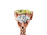 Rose gold Three-Stone Fancy Yellow Pear Cut Cut Milgrain Band Prong Setting Ring_5