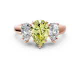 Rose gold Three-Stone Fancy Yellow Pear Cut Cut Solitaire Ring with Classic Prong Setting
