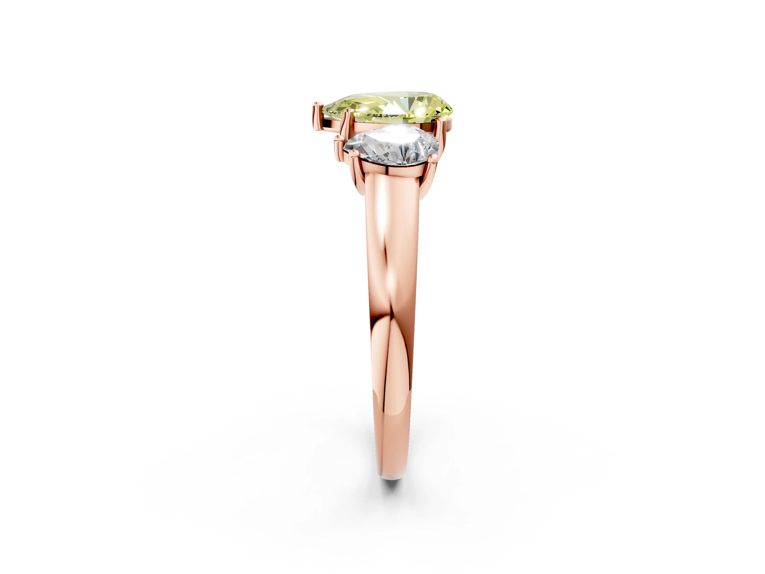 Rose gold Three-Stone Fancy Yellow Pear Cut Cut Solitaire Ring with Classic Prong Setting_2