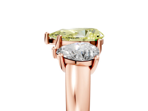 Rose gold Three-Stone Fancy Yellow Pear Cut Cut Solitaire Ring with Classic Prong Setting_5