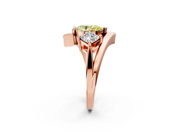 Rose gold Three-Stone Fancy Yellow Pear Cut Cut Tension Band Ring with Four-Prong Setting