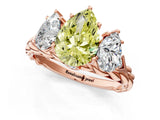 Rose gold Three-Stone Fancy Yellow Pear Cut Diamond Braided Band Ring with Four-Prong Setting_40