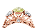 Rose gold Three-Stone Fancy Yellow Pear Cut Diamond Braided Band Ring with Four-Prong Setting_43