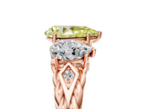 Rose gold Three-Stone Fancy Yellow Pear Cut Diamond Braided Band Ring with Four-Prong Setting_44