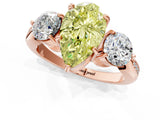 Rose gold Three-Stone Fancy Yellow Pear Cut Diamond Channel Set Engagement Ring with Prong Setting_1