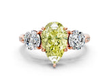 Rose gold Three-Stone Fancy Yellow Pear Cut Diamond Channel Set Engagement Ring with Prong Setting_12