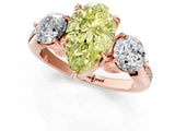 Rose gold Three-Stone Fancy Yellow Pear Cut Diamond Channel Set Engagement Ring with Prong Setting_13