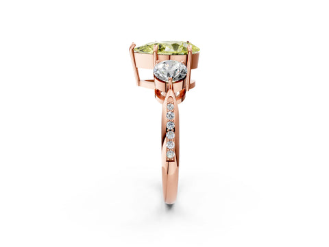 Rose gold Three-Stone Fancy Yellow Pear Cut Diamond Channel Set Engagement Ring with Prong Setting_14
