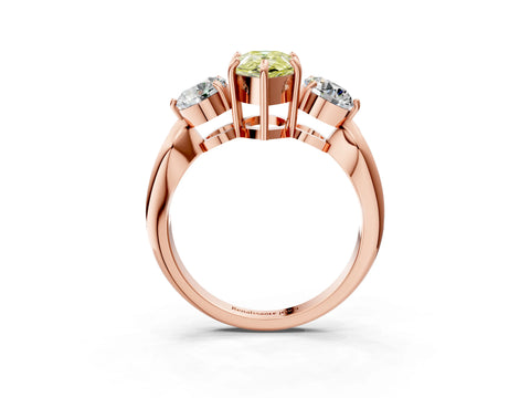 Rose gold Three-Stone Fancy Yellow Pear Cut Diamond Channel Set Engagement Ring with Prong Setting_15