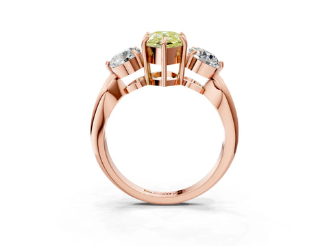 Rose gold Three-Stone Fancy Yellow Pear Cut Diamond Channel Set Engagement Ring with Prong Setting_3