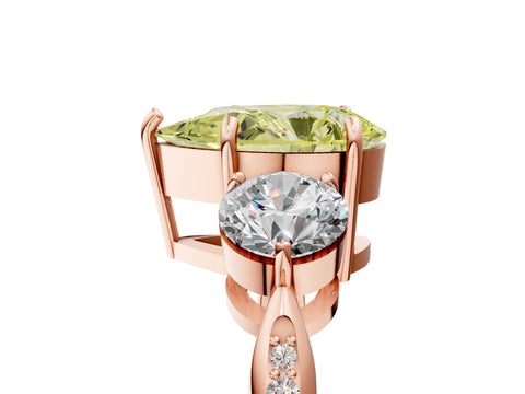 Rose gold Three-Stone Fancy Yellow Pear Cut Diamond Channel Set Engagement Ring with Prong Setting_5