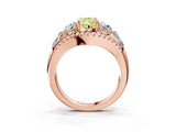 Rose gold Three-Stone Fancy Yellow Pear Cut Diamond Engagement Ring with Pave Band and Prong Setting_3