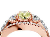 Rose gold Three-Stone Fancy Yellow Pear Cut Diamond Engagement Ring with Pave Band and Prong Setting_4
