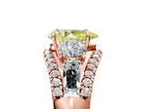 Rose gold Three-Stone Fancy Yellow Pear Cut Diamond Engagement Ring with Pave Band and Prong Setting_5