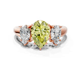 Rose gold Three-Stone Fancy Yellow Pear Cut Diamond Engagement Ring with Prong Setting_3