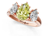 Rose gold Three-Stone Fancy Yellow Pear Cut Diamond Engagement Ring with Prong Setting_4