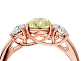 Rose gold Three-Stone Fancy Yellow Pear Cut Diamond Engagement Ring with Prong Setting_7