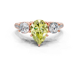 Rose gold Three-Stone Fancy Yellow Pear  Cut Diamond Pavé Band with Four-Prong Setting_28