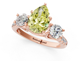 Rose gold Three-Stone Fancy Yellow Pear  Cut Diamond Pavé Band with Four-Prong Setting_29