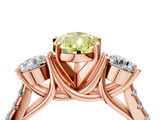 Rose gold Three-Stone Fancy Yellow Pear  Cut Diamond Pavé Band with Four-Prong Setting_32