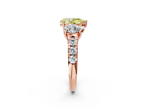 Rose gold Three-Stone Fancy Yellow Pear Cut Diamond Pavé Band with Prong Setting_2