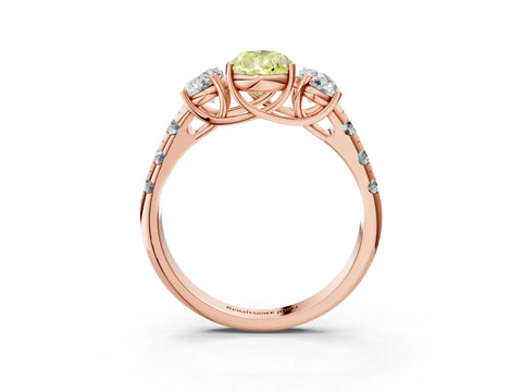 Rose gold Three-Stone Fancy Yellow Pear Cut Diamond Pavé Band with Prong Setting_3