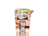 Rose gold Three-Stone Fancy Yellow Pear  Cut Diamond Ring with Channel-Set Band and Four-Prong Setting_57