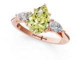 Rose gold Three-Stone Fancy Yellow Pear  Cut Diamond Ring with Pear Side Stones in Four-Prong Setting_109
