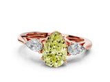Rose gold Three-Stone Fancy Yellow Pear Cut Diamond Ring with Pear  Side Stones in Four-Prong Setting_12