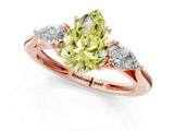 Rose gold Three-Stone Fancy Yellow Pear Cut Diamond Ring with Pear  Side Stones in Four-Prong Setting_13