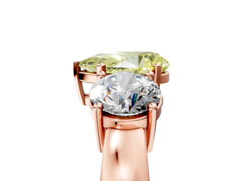 Rose gold Three-Stone Fancy Yellow Pear Cut Diamond Ring with Round Side Stones, Classic Band, and Four-Prong Setting_5