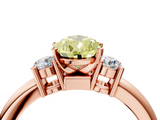 Rose gold Three-Stone Fancy Yellow Pear  Cut Diamond Solitaire with Prong Setting and Classic Band_64