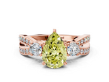 Rose gold Three-Stone Fancy Yellow Pear  Cut Diamond Twist Band with Prong Setting_55