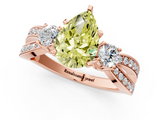 Rose gold Three-Stone Fancy Yellow Pear  Cut Diamond Twist Band with Prong Setting_56