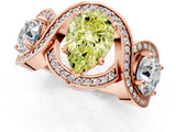 Rose gold Three-Stone Fancy Yellow Pear Cut Diamond Wave Pave Band with Prong Setting_1