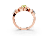 Rose gold Three-Stone Fancy Yellow Pear Cut Diamond Wave Pave Band with Prong Setting_3