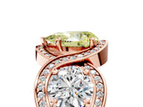 Rose gold Three-Stone Fancy Yellow Pear Cut Diamond Wave Pave Band with Prong Setting_5