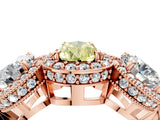 Rose gold Three-Stone Fancy Yellow Pear Cut Halo Diamond Milgrain Band with Four-Prong Setting_4